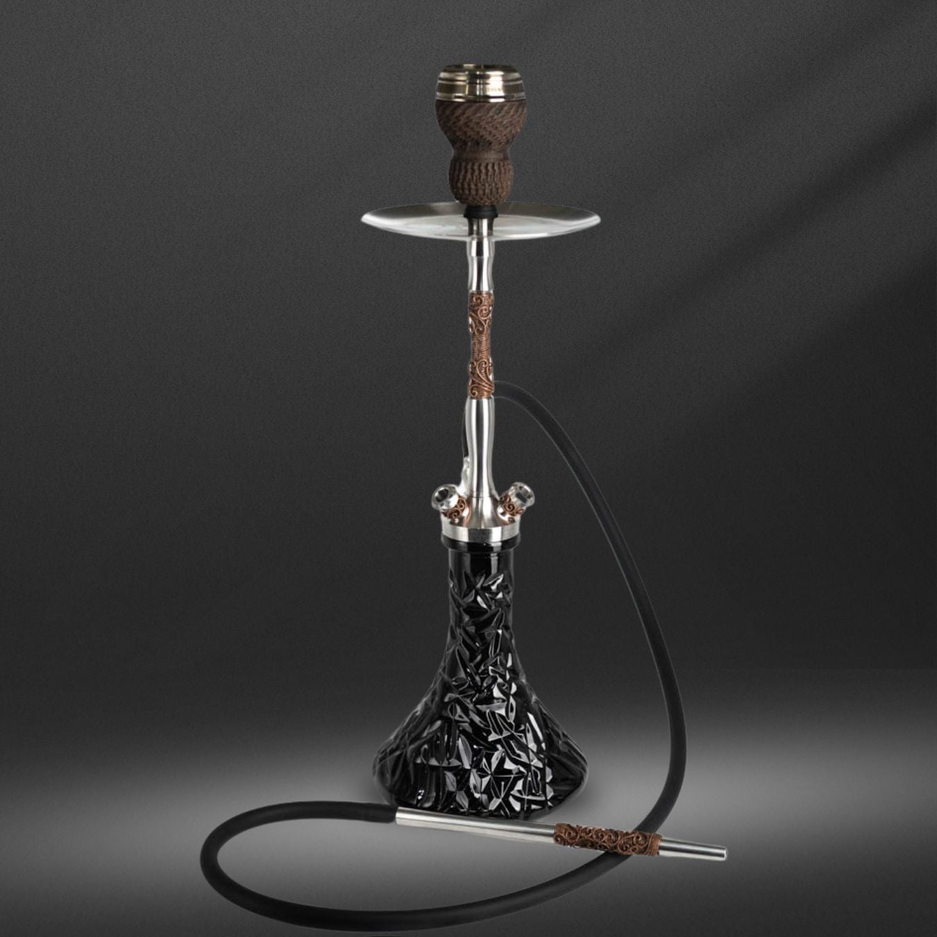 黒クリスタル柄デザインシーシャ用ガラスベースボトル