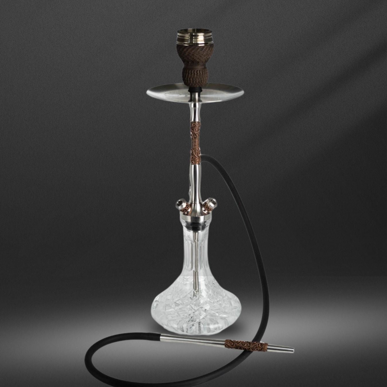 切子柄デザインシーシャ用ガラスベースボトル