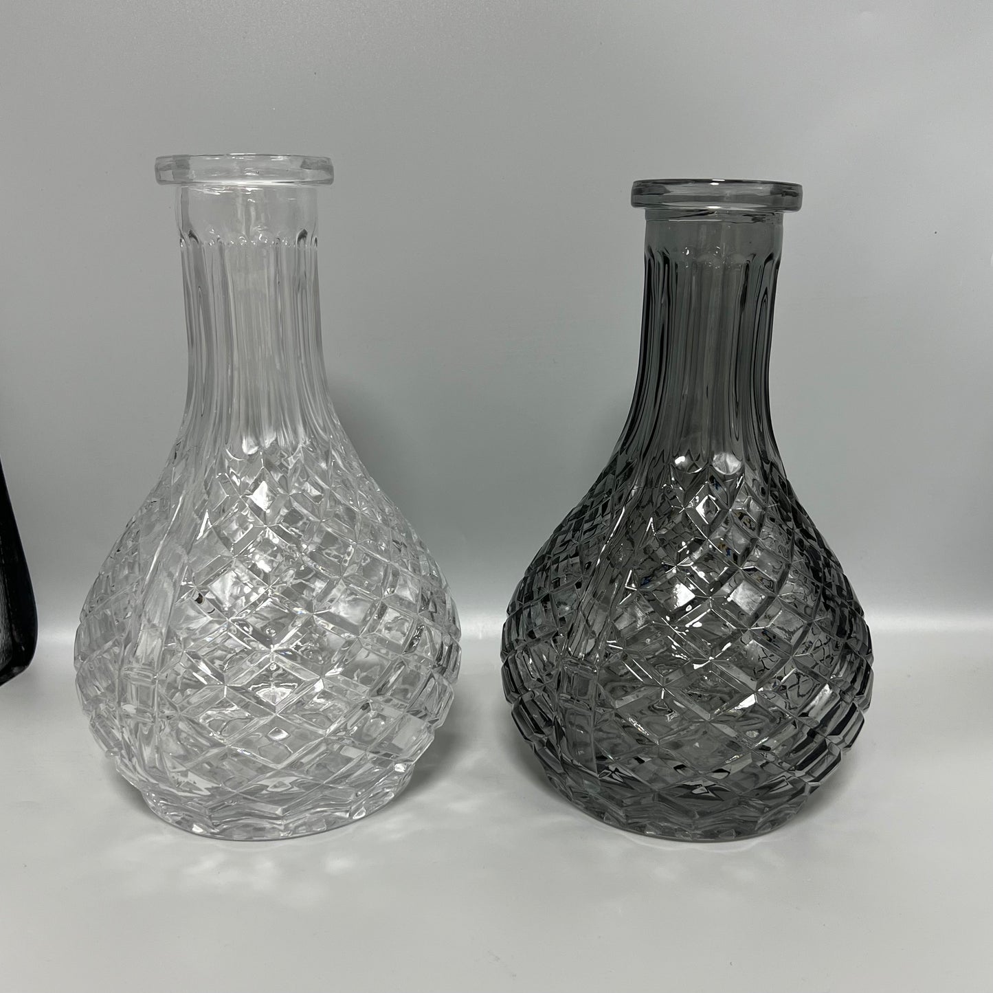 Shisha Glass Base Bottle -Drop Cross Line- Clear Black