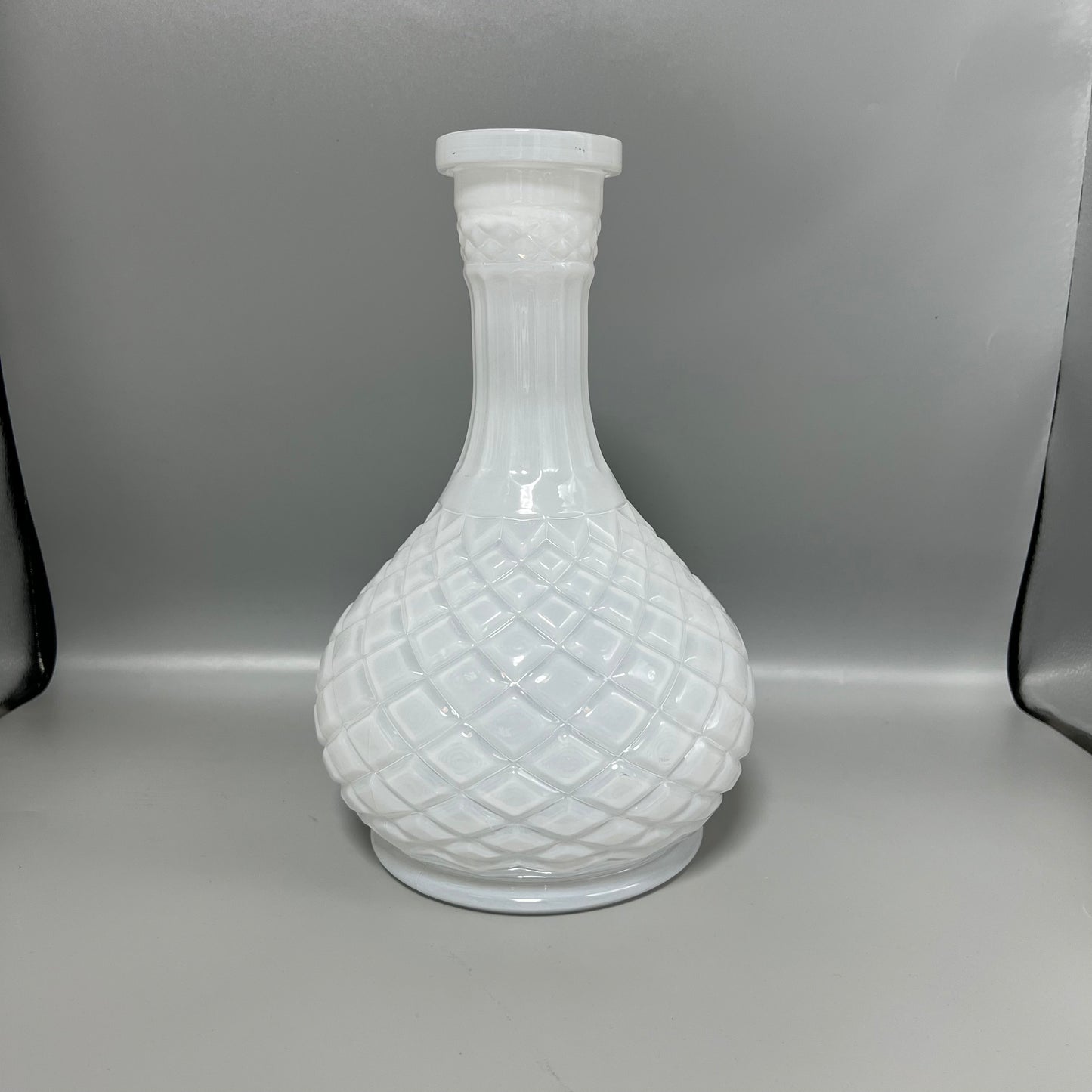 Shisha Glass Base Bottle -Large Drop Cross Line- White