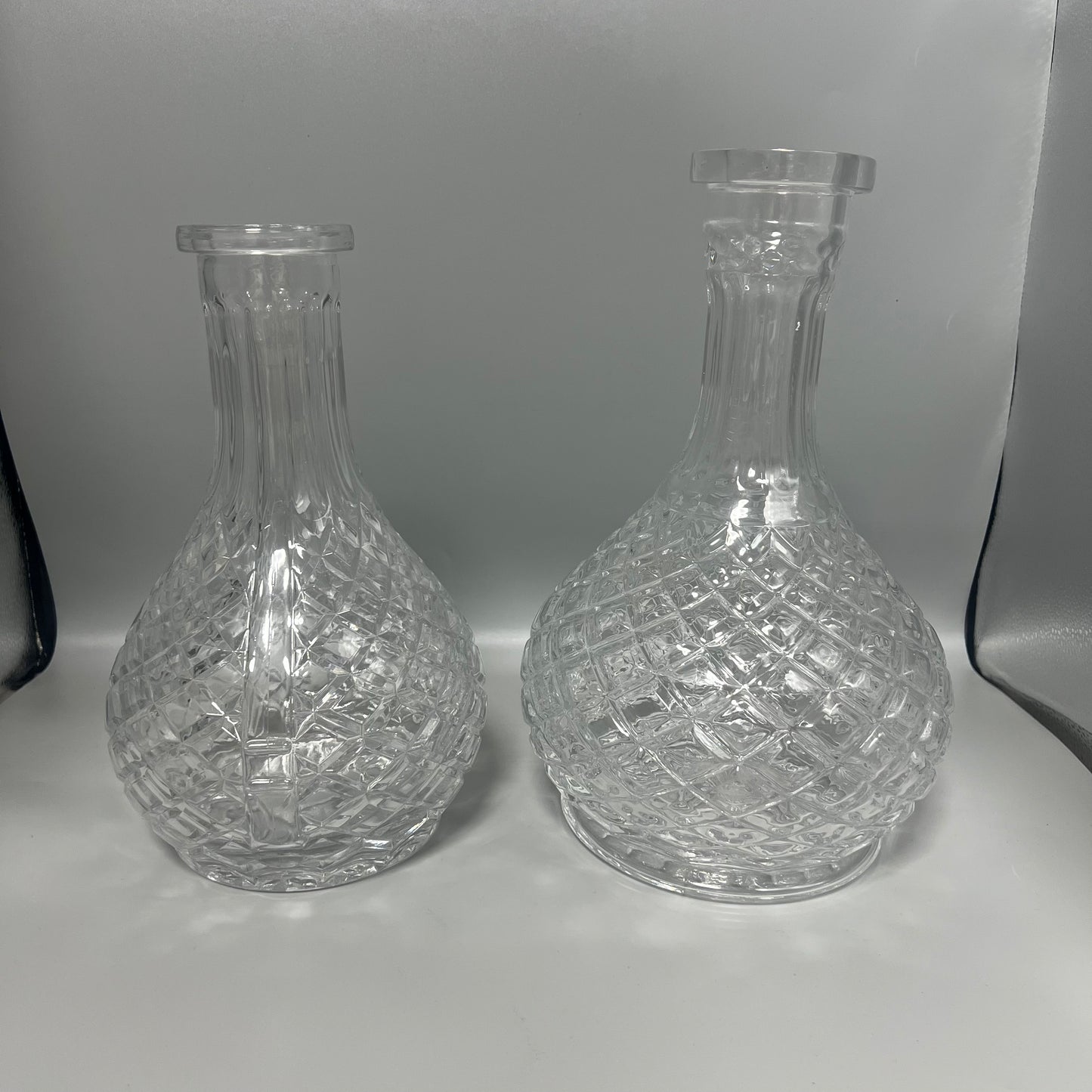 Hookah Glass Base Bottle -Large Drop Cross Line- Clear